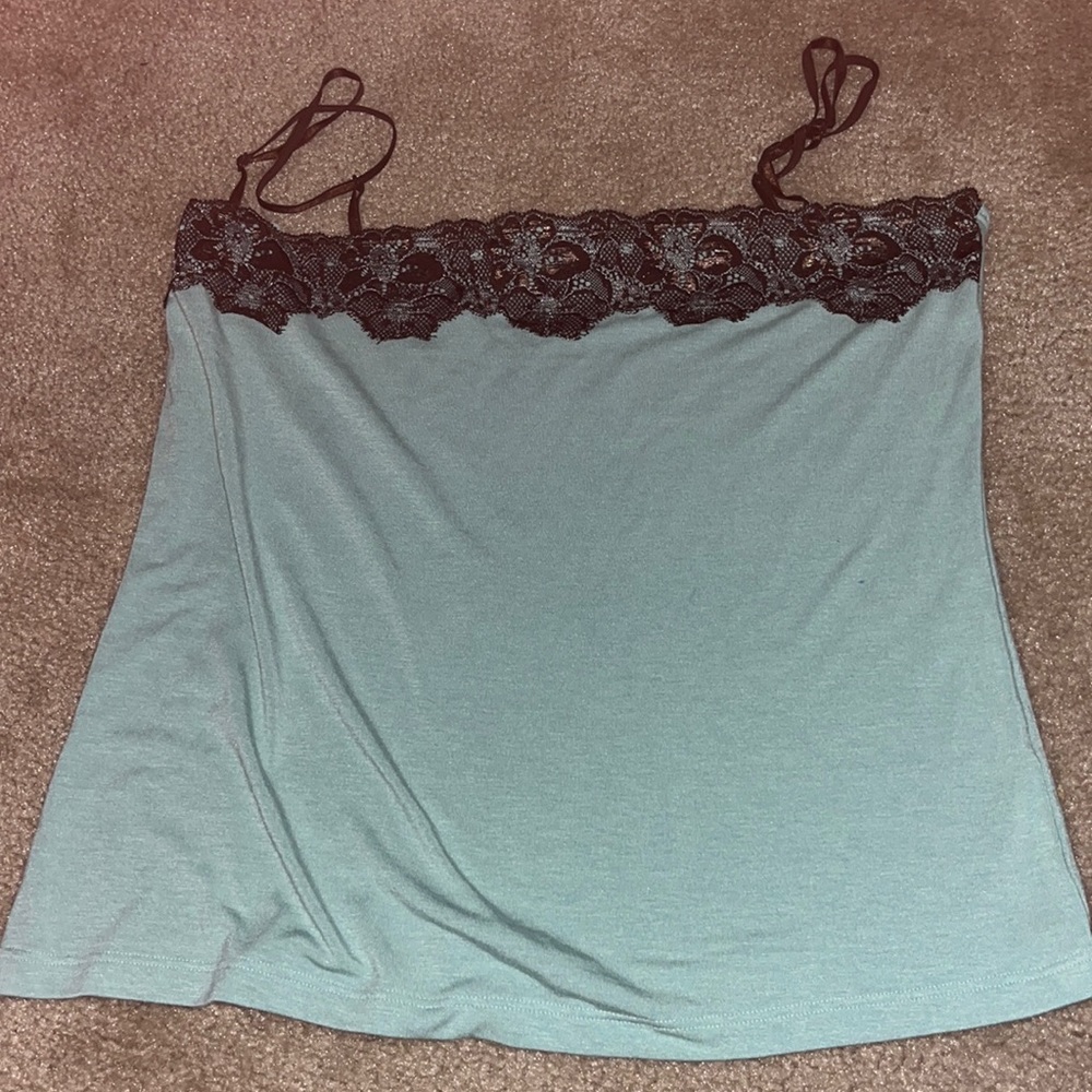mint green laced tank